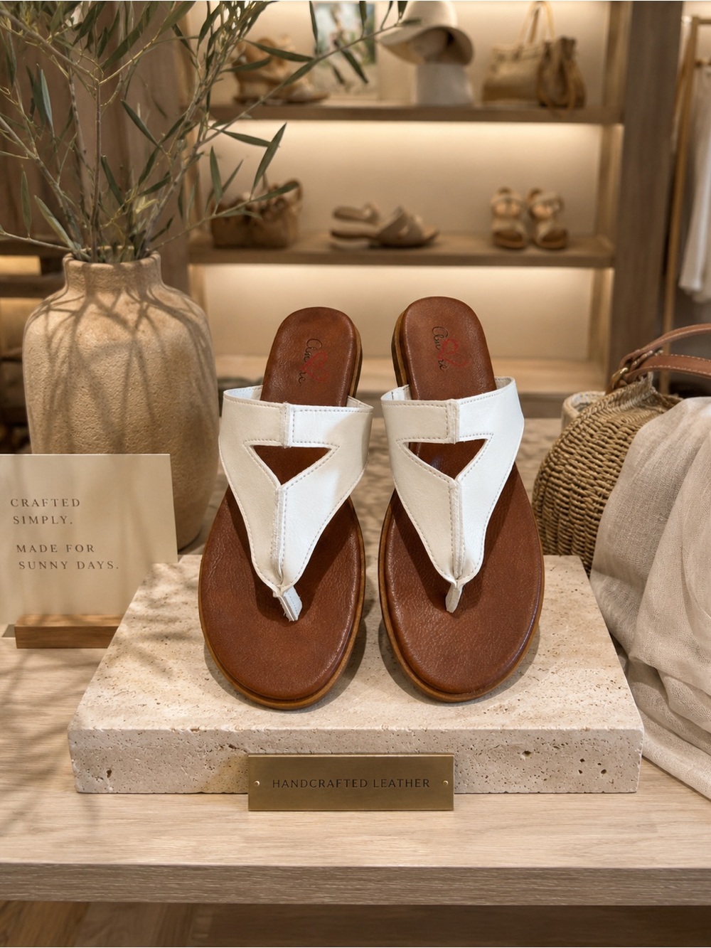NEW Amore Pacific White and Brown Sandals size 8 1/2